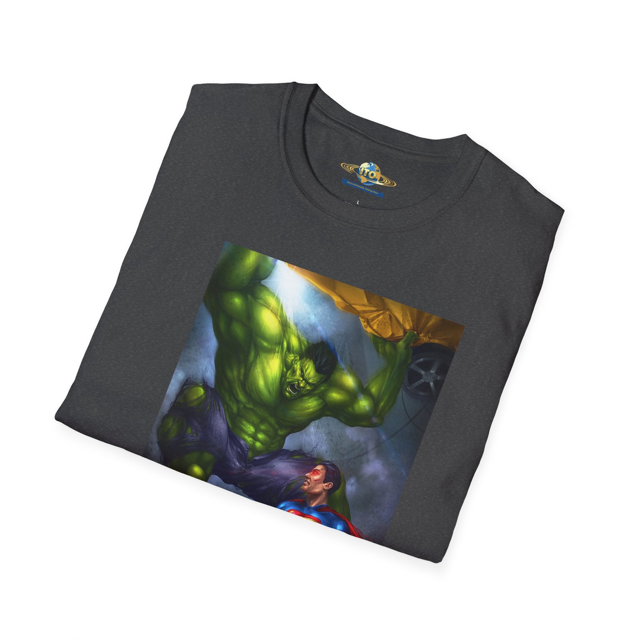 Superhero Clash T-Shirt — Epic Superman vs Hulk Battle Graphic Tee