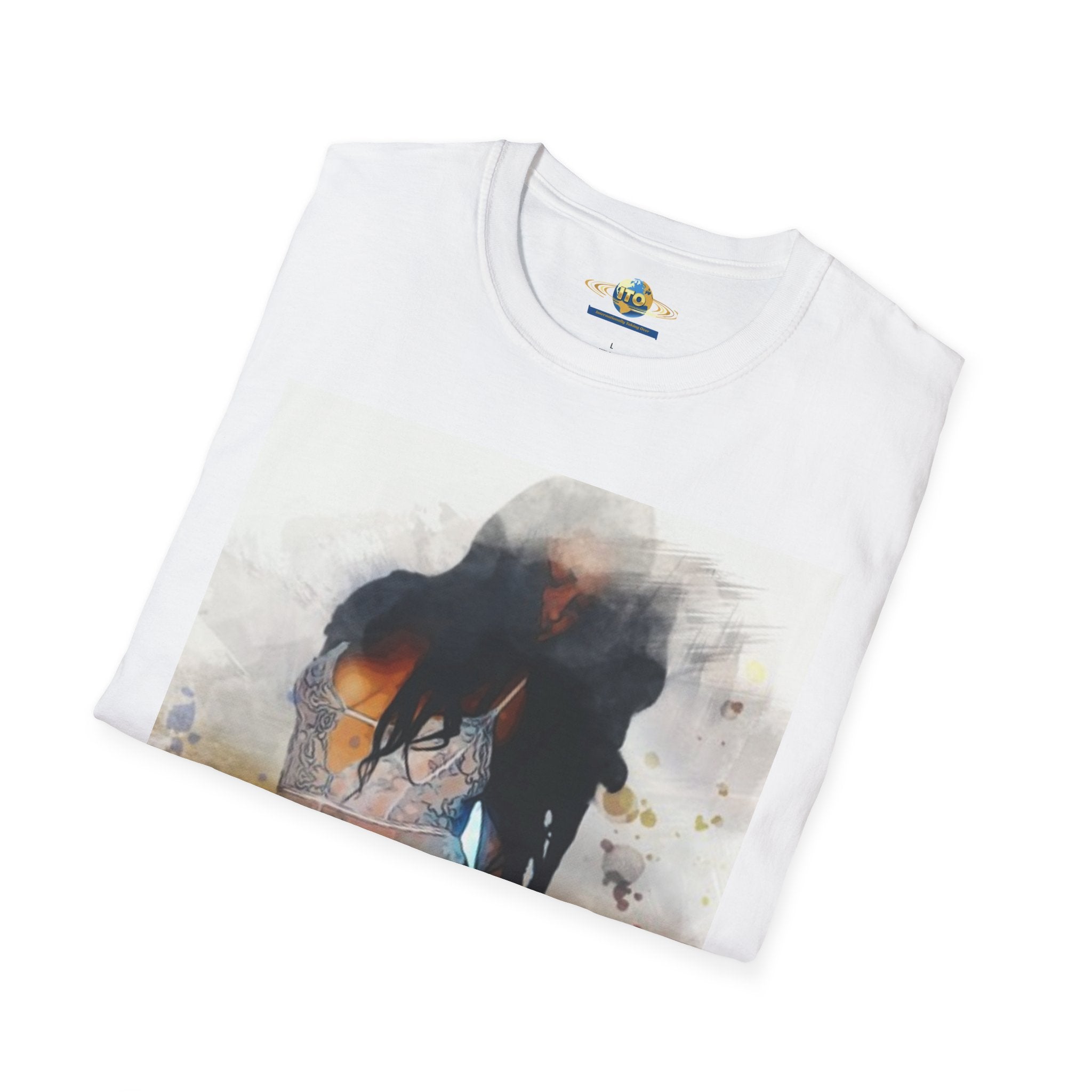 Graphic T-Shirt — Artistic Watercolor Woman Swimwear Print