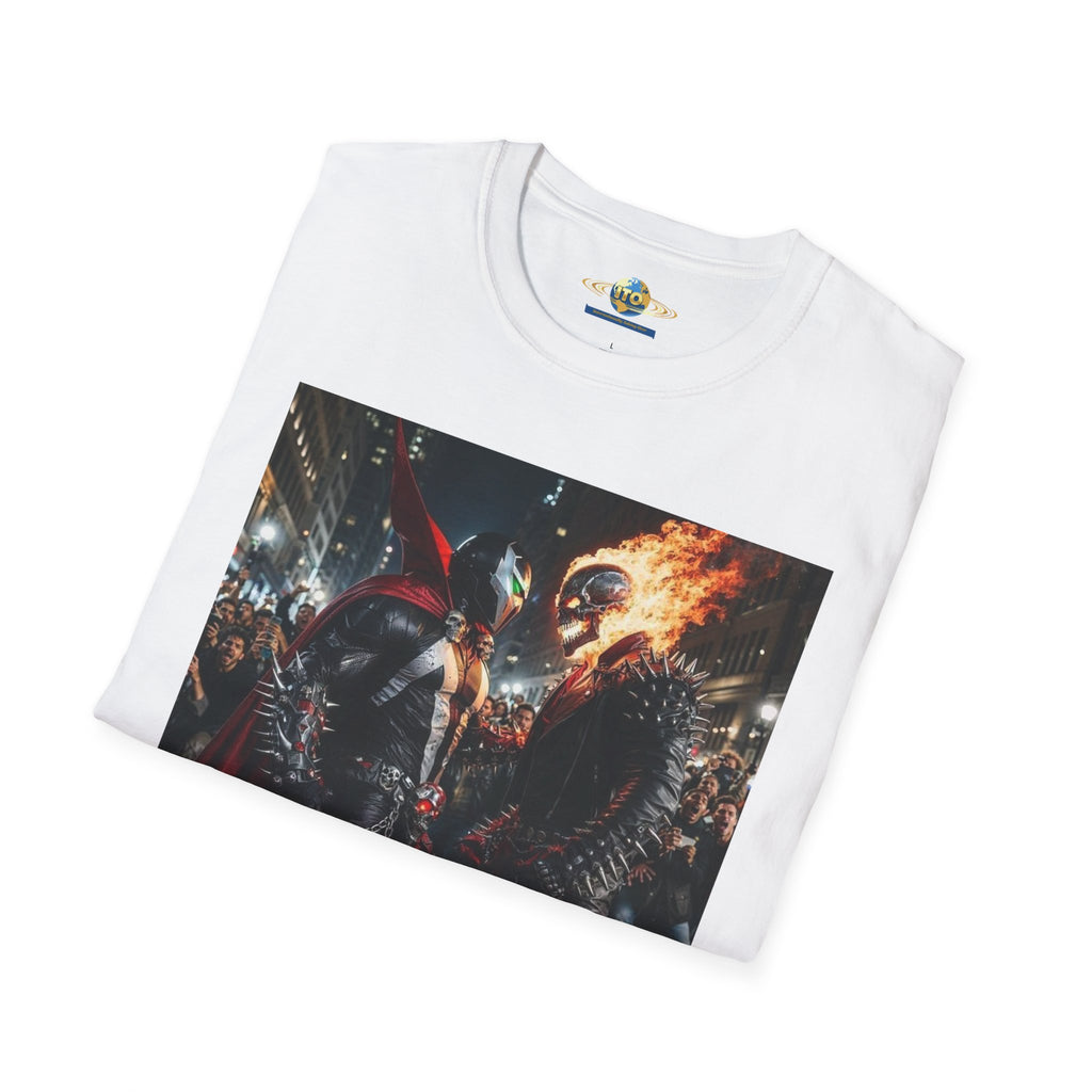 Ghost Rider vs. Mephisto Graphic T-Shirt — Fiery Superhero Battle Tee