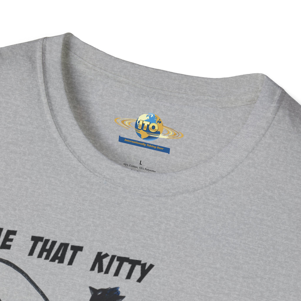 T-Shirt — "Tame That Kitty" Black Cat Whip Illustration