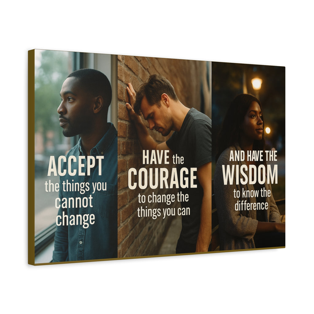 Serenity Prayer Canvas Art – Accept Courage Wisdom Stretched Matte Wall Decor
