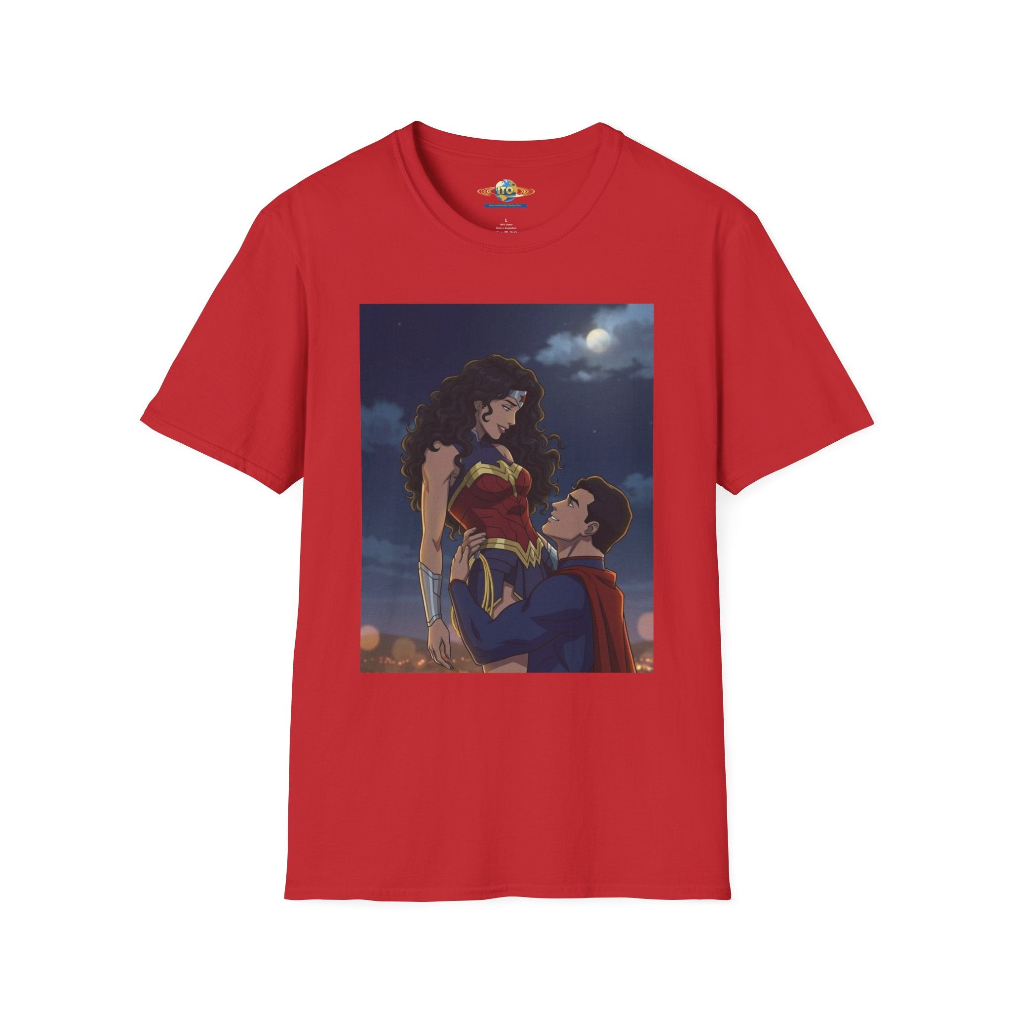 Wonder Woman & Superman Romantic Illustration T-Shirt — Night Sky Couples Tee