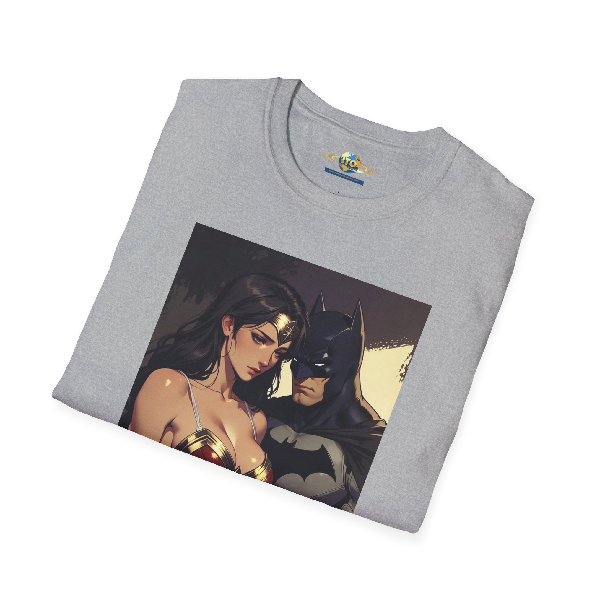 Batman & Wonder Woman Portrait T‑Shirt — Romantic Superhero Art Tee