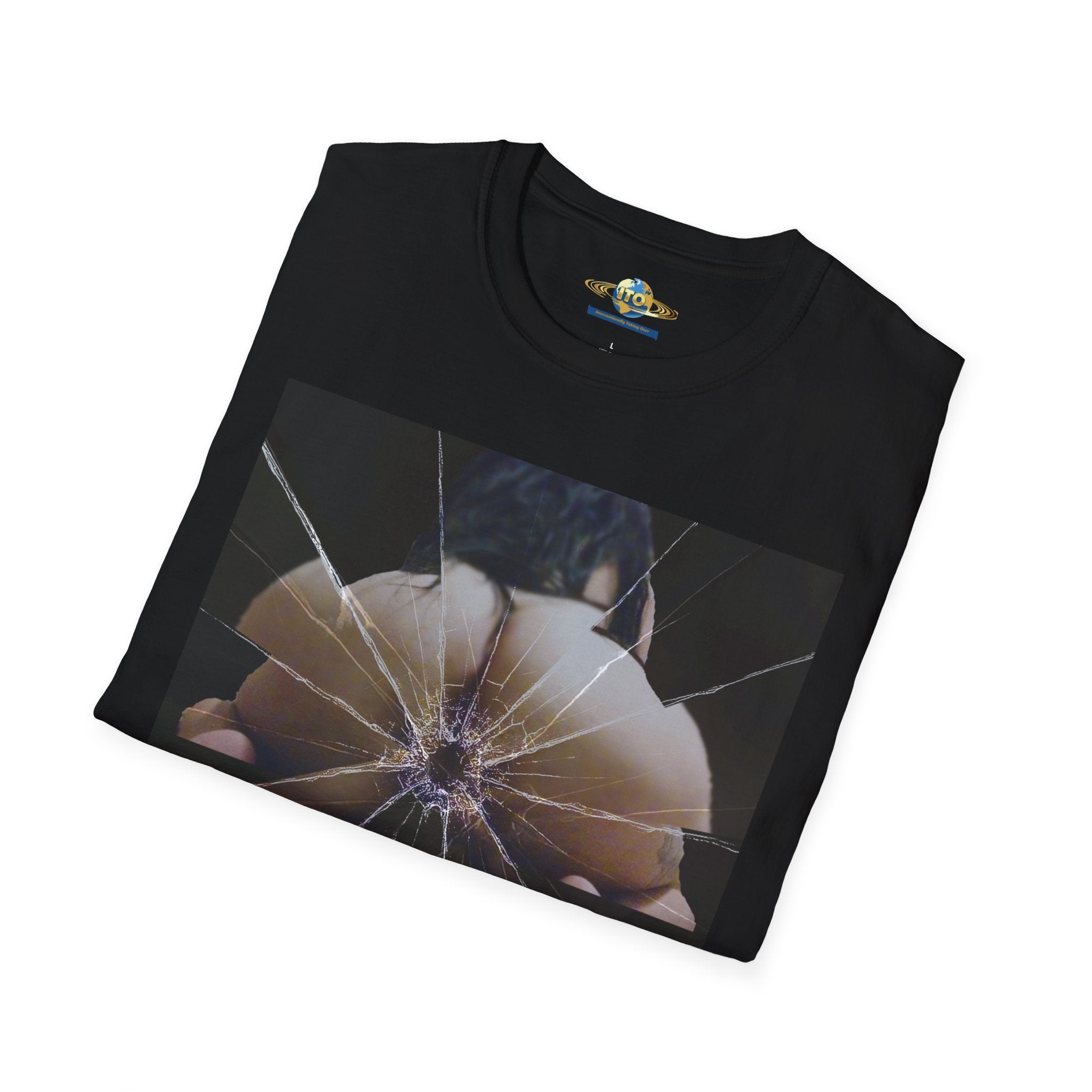 Broken Mirror Photo Tee — Reflective Shattered Glass Graphic T-Shirt