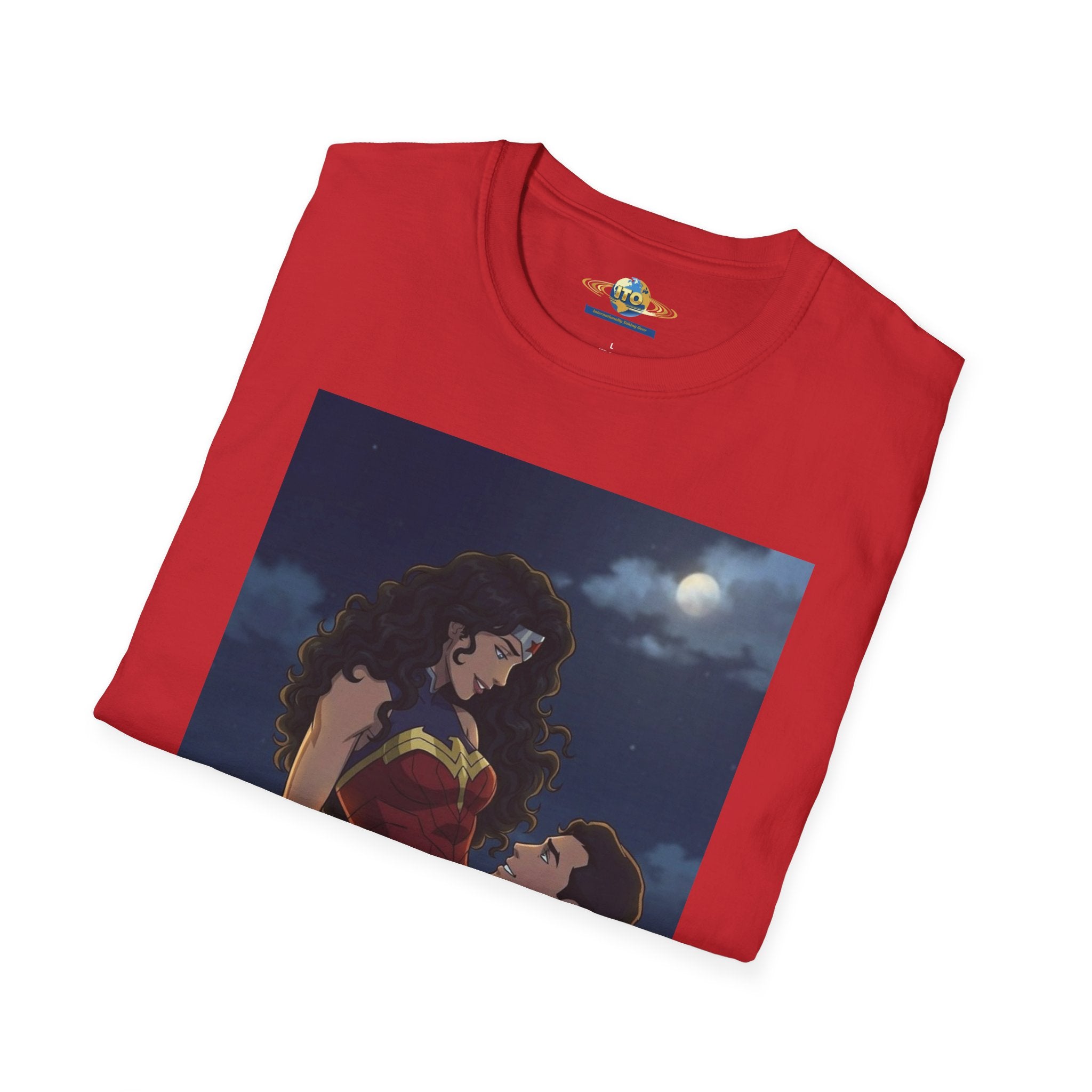 Wonder Woman & Superman Romantic Illustration T-Shirt — Night Sky Couples Tee