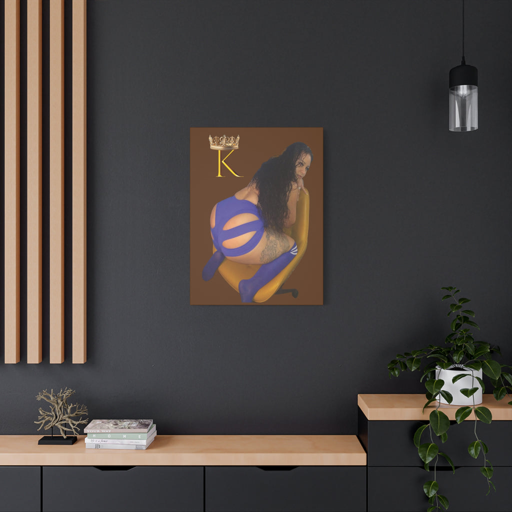 Seductive Queen Canvas Art – ’K’ Crown Pin-Up Matte Stretched Print
