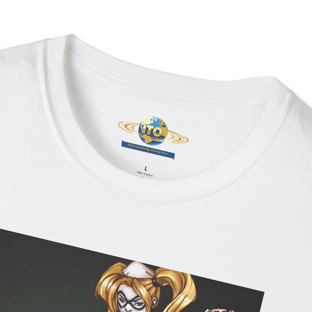 Anime Villainess Art Print T‑Shirt — Femme Fatale Playing Cards Illustration