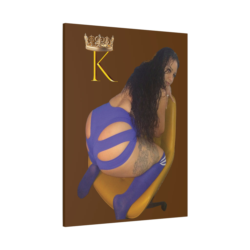 Seductive Queen Canvas Art – ’K’ Crown Pin-Up Matte Stretched Print