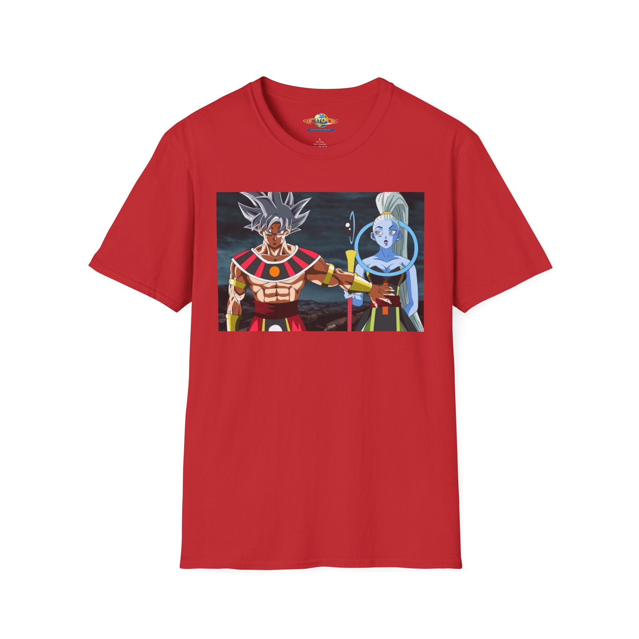 Anime God Duo T-Shirt — Fiery Saiyan & Divine Companion Graphic Tee