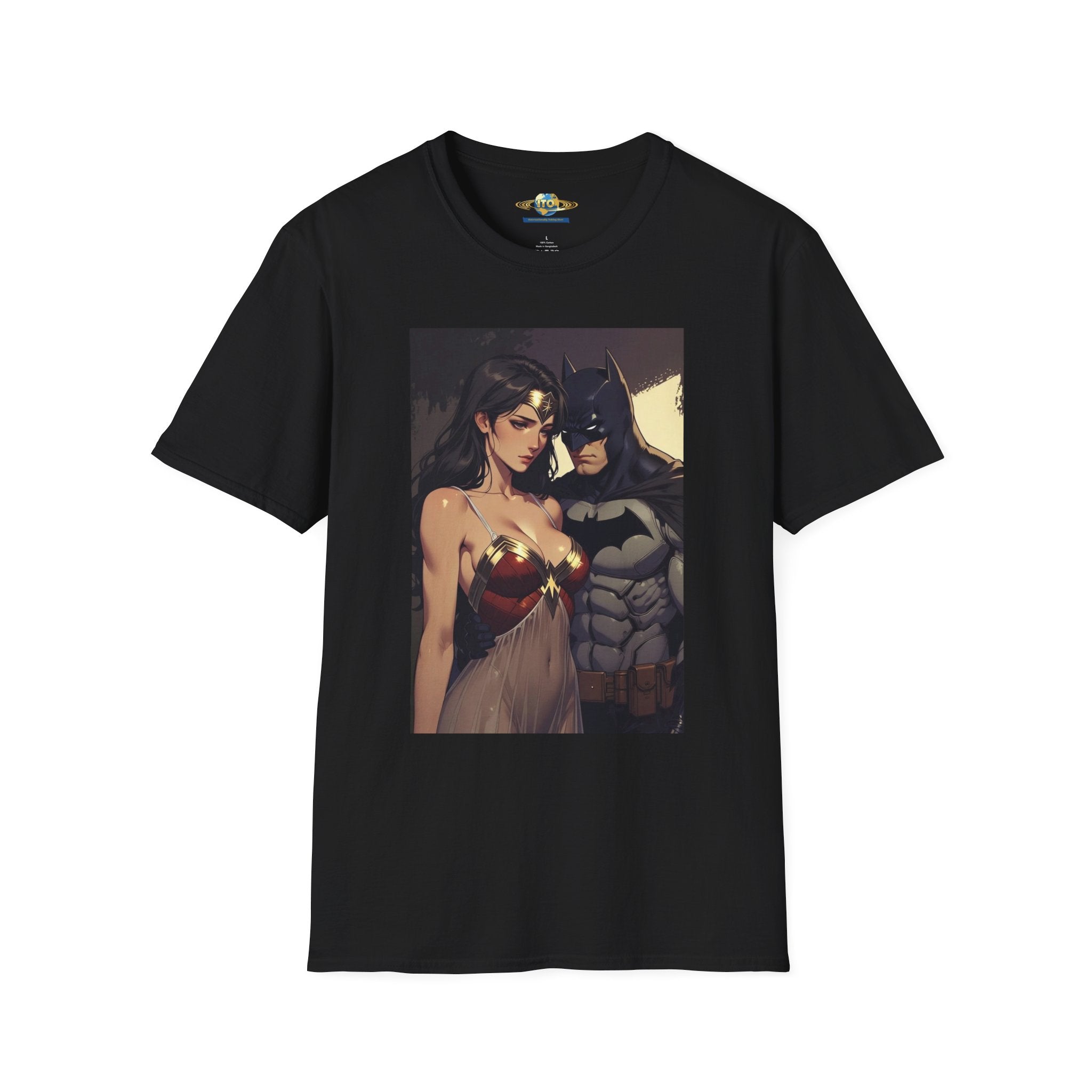 Batman & Wonder Woman Portrait T‑Shirt — Romantic Superhero Art Tee