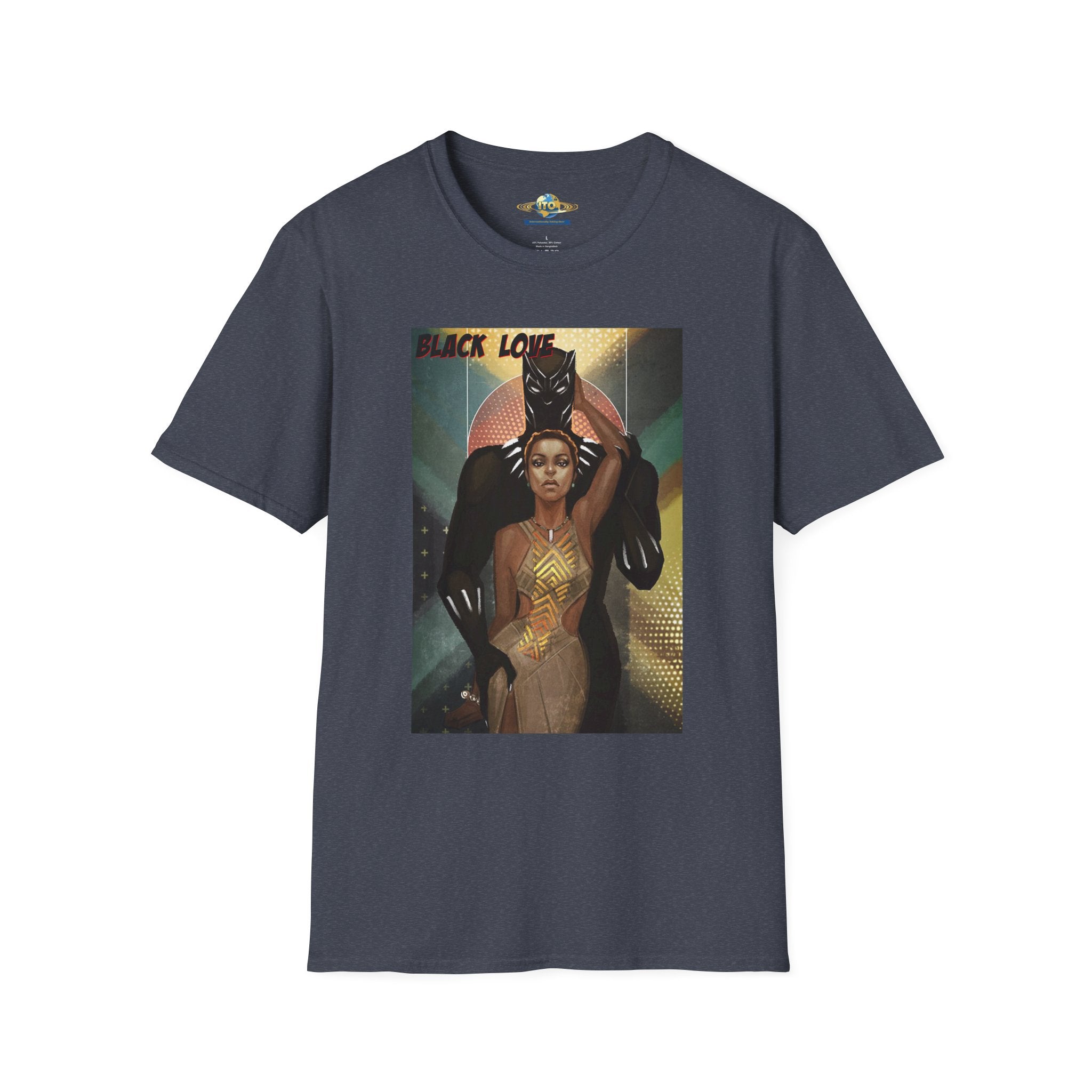 Black Love Poster T-Shirt — Afrocentric Black Panther & Queen Graphic Tee