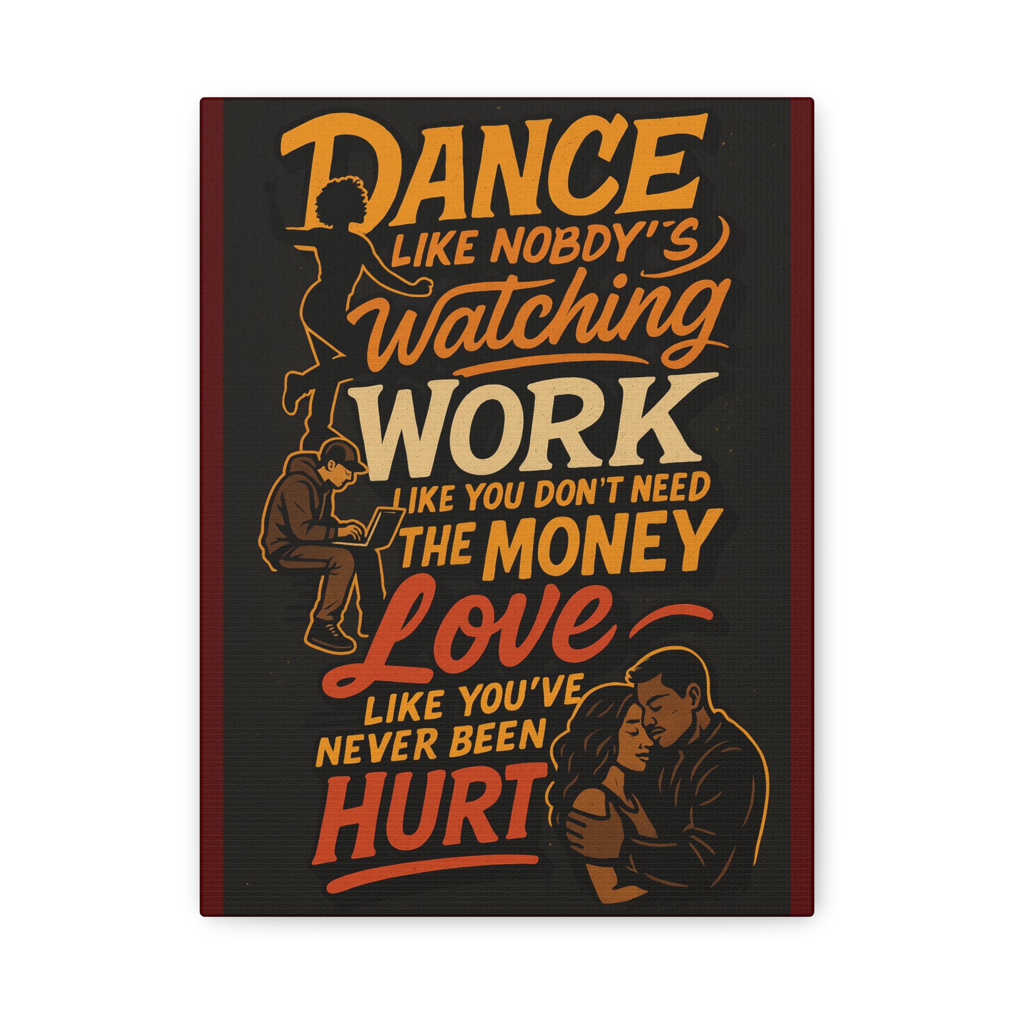 Motivational Quote Canvas — “Dance Like Nobody’s Watching” Stretched Matte Wall Art