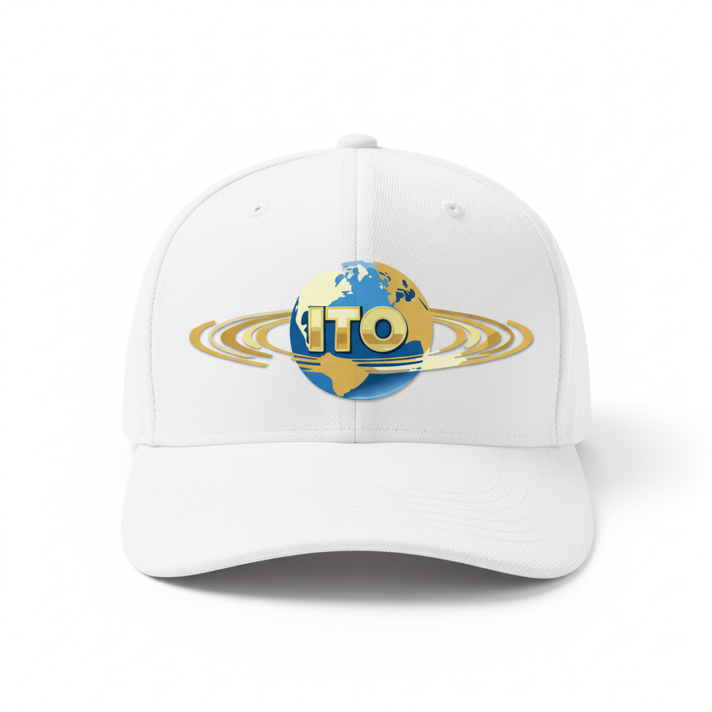 White fitted cap with ITO logo