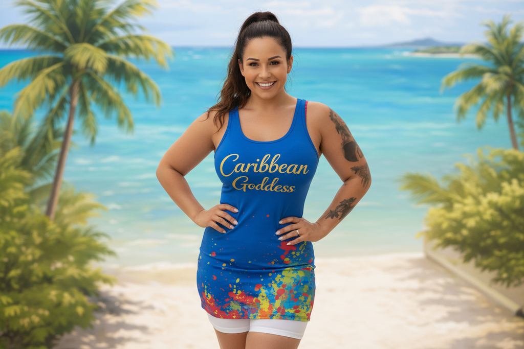Woman wearing Queen K tank top